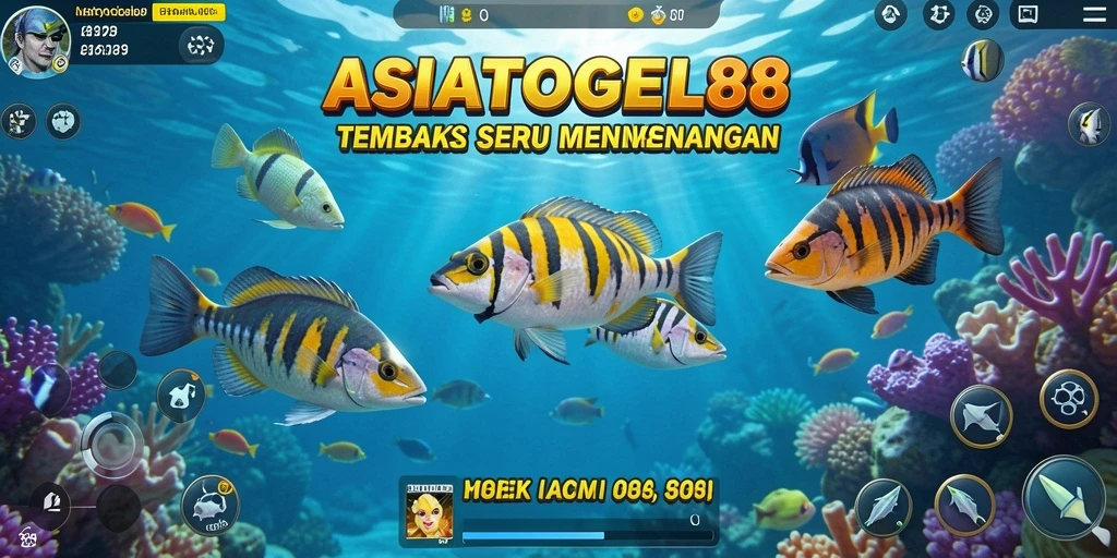 Tampilan gameplay menembak ikan yang seru dan berwarna-warni di ASIATOGEL88.