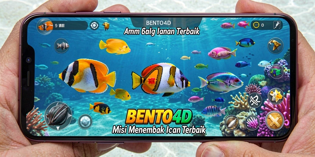 Tampilan gameplay seru BENTO4D saat menembak ikan.