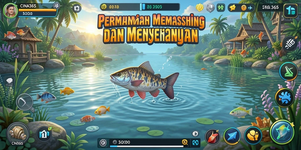Tampilan gameplay <strong>CINA365</strong> dengan aksi memancing yang seru.