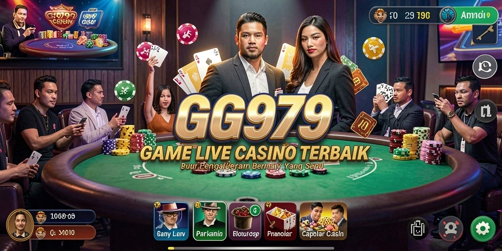 Screenshot gameplay GG999 menampilkan dealer dan pemain dalam permainan Live Casino.