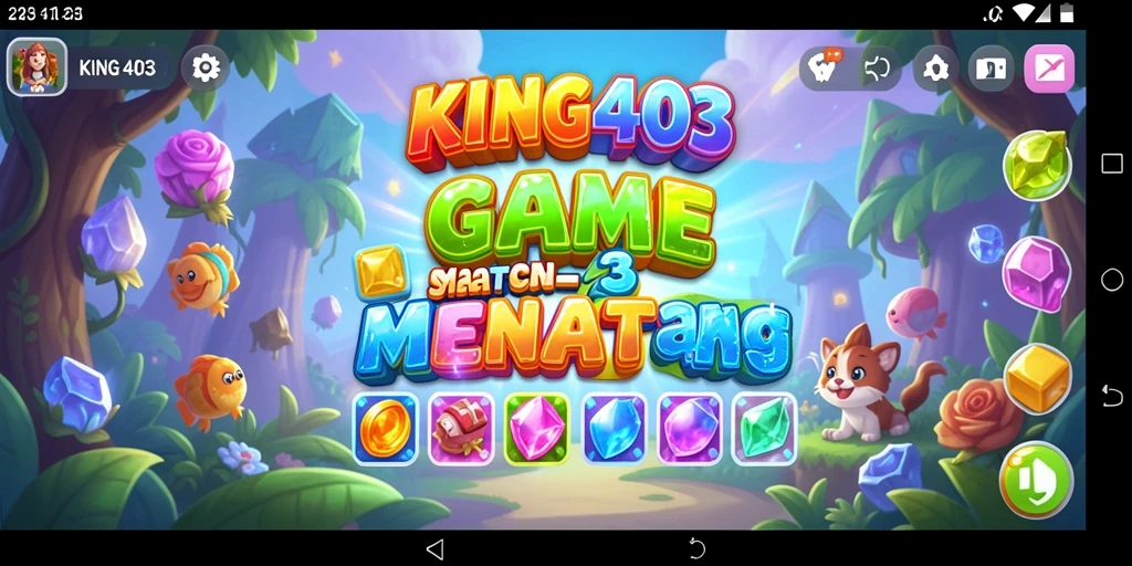 Tampilan gameplay KING403 dengan permata berwarna-warni yang menarik.
