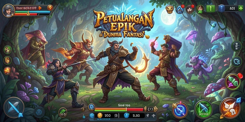 Screenshot L777 menampilkan pertarungan epik dan eksplorasi dunia fantastis.
