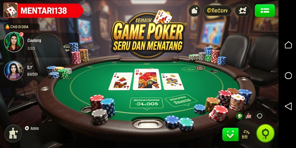 Tampilan gameplay Poker yang mendebarkan di MENTARI138.