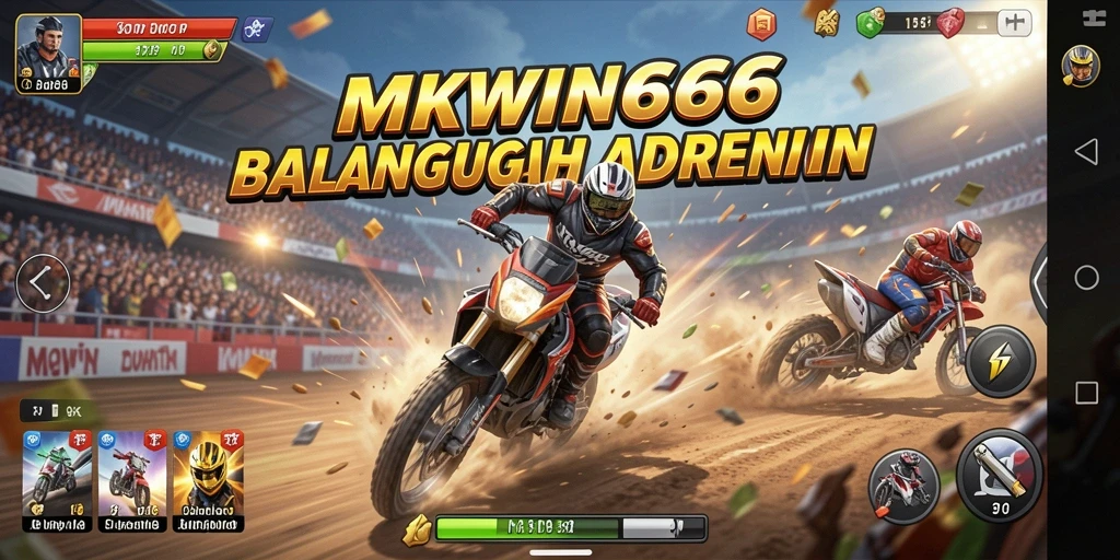 Tangkapan layar gameplay MKWIN666 menunjukkan aksi balapan yang mendebarkan.