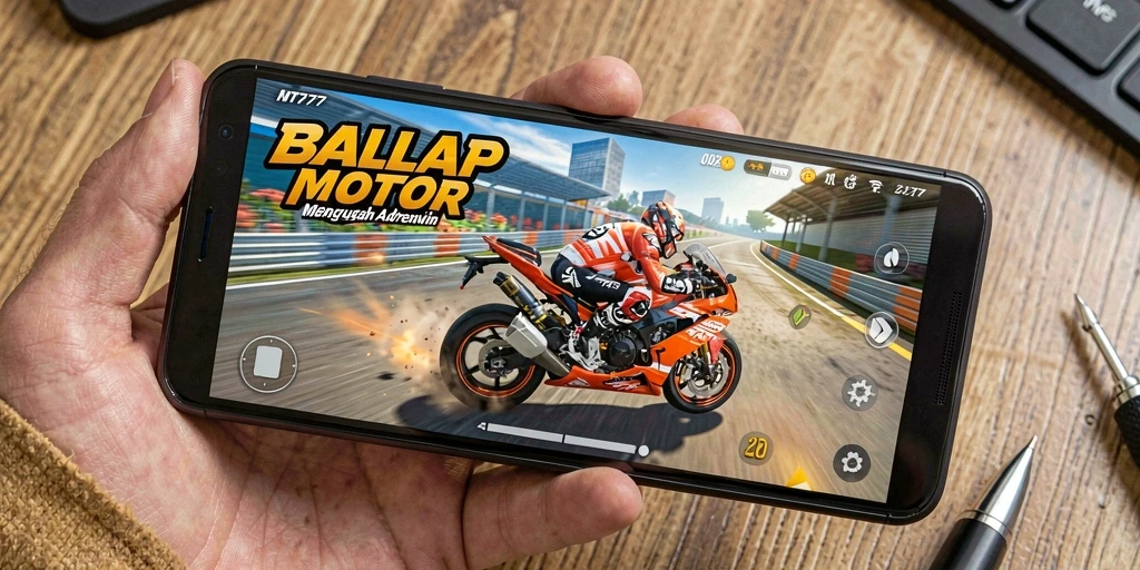 Tampilan gameplay MT777 dengan balapan motor yang seru.