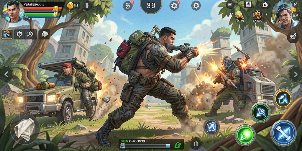 Tangkapan layar gameplay OVO99 menampilkan aksi intens dan grafis yang memukau.