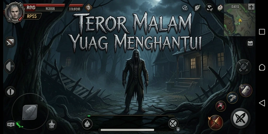 Screenshot utama RP55 menampilkan suasana mencekam dalam gameplay Horror.