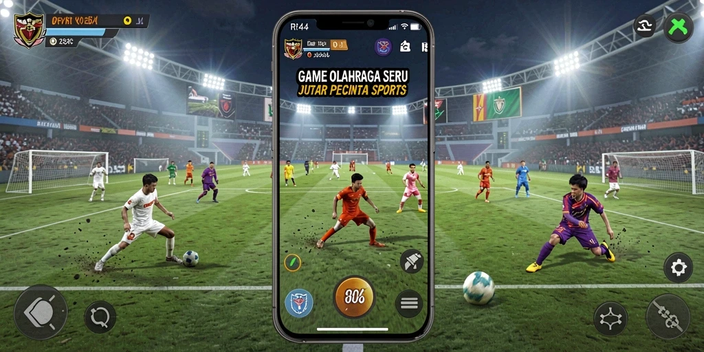 Tampilan gameplay RR44 yang penuh aksi dan strategi di arena olahraga.