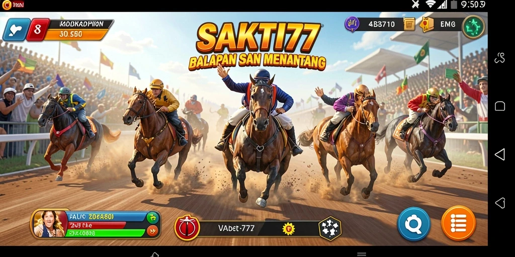 Screenshot gameplay SAKTI77 menampilkan aksi balapan mendebarkan.