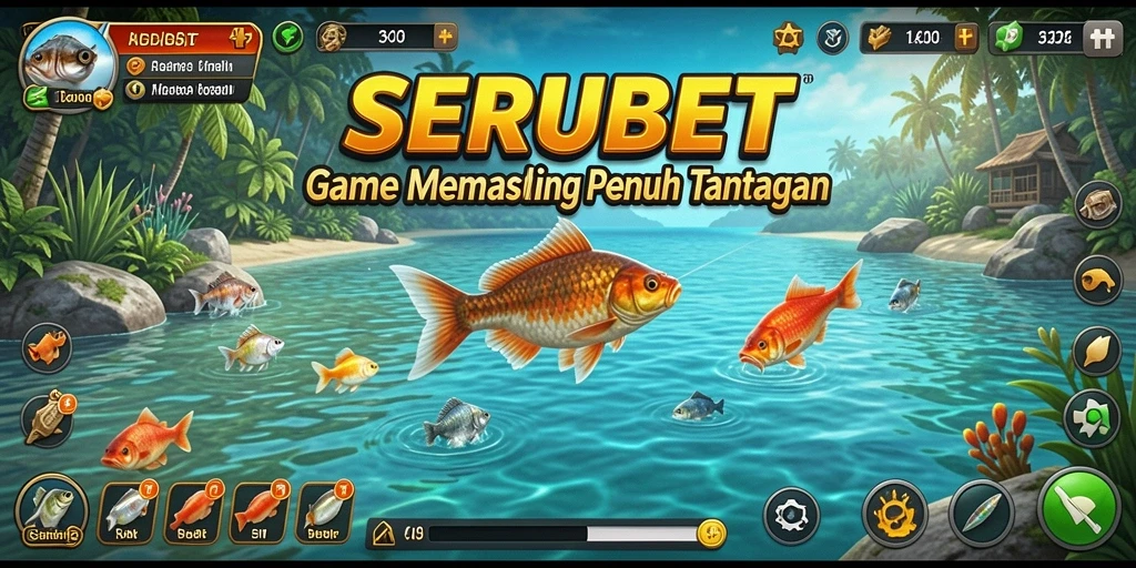 Screenshot SERUBET menunjukkan aksi memancing yang mendebarkan.